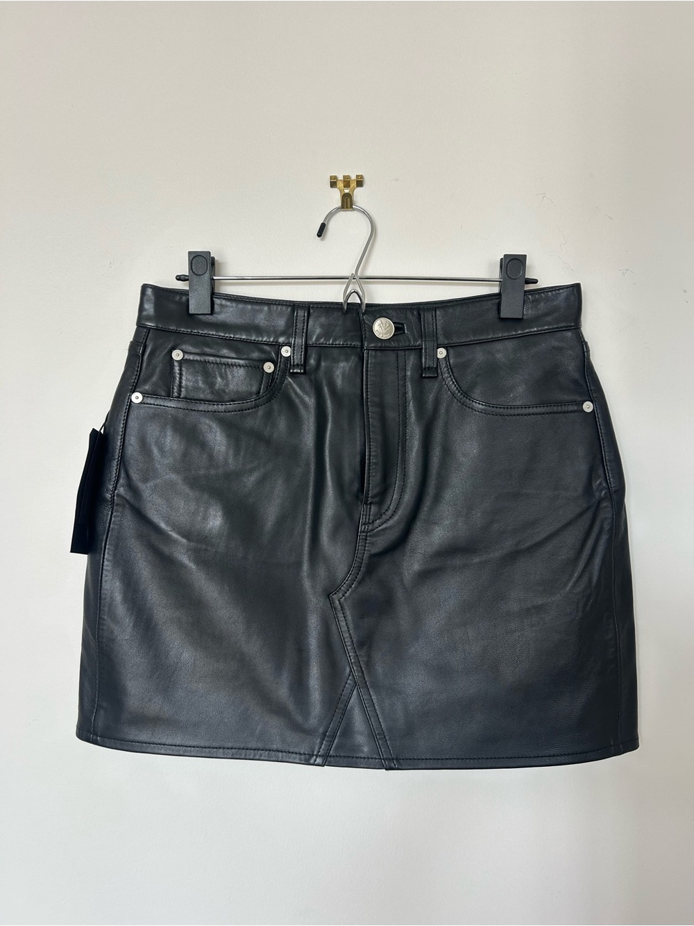 rag & bone Itty Bitty Black Lamb Leather Mini Skirt — Size 28 — NWT